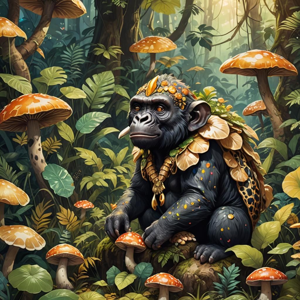 Hybrid Creature in Lush Forest, Miyazaki-Inspired Art