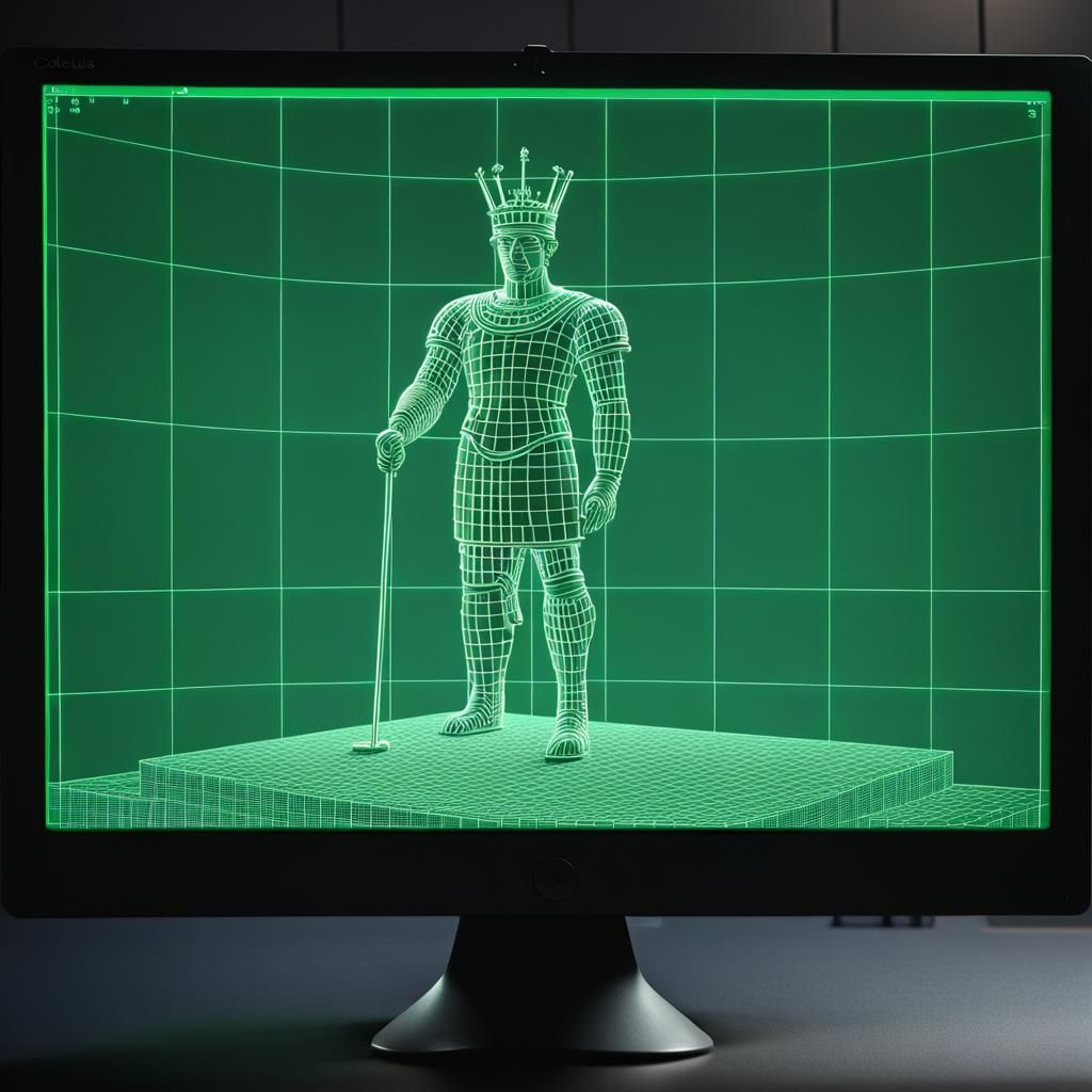 Ancient Colossus Grid Structure Unveiled on Retro CRT