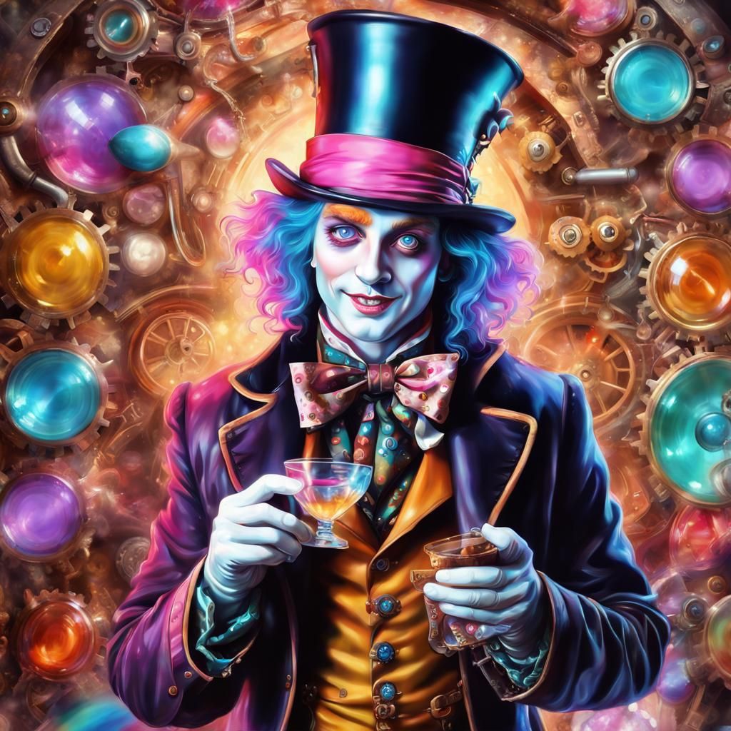Steampunk Mad Hatter in Candyland: Airbrush Painting