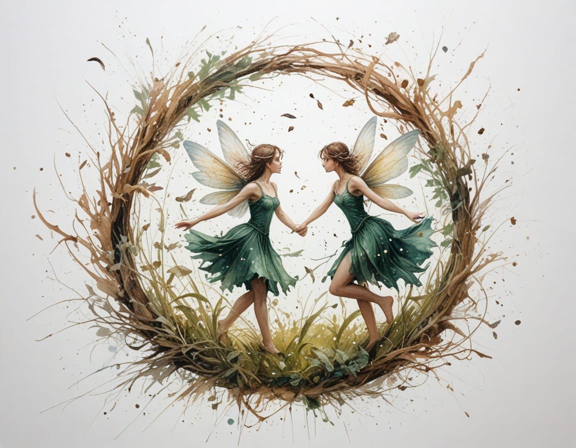 Fairies Dancing in Moonlit Glade with Shimmering Wings