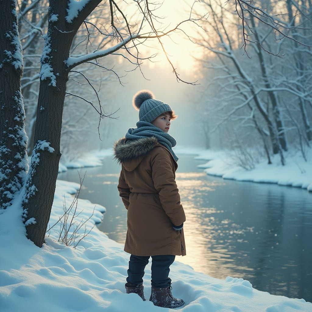 Serene Winter Scene in Detailed Matte Painting Style