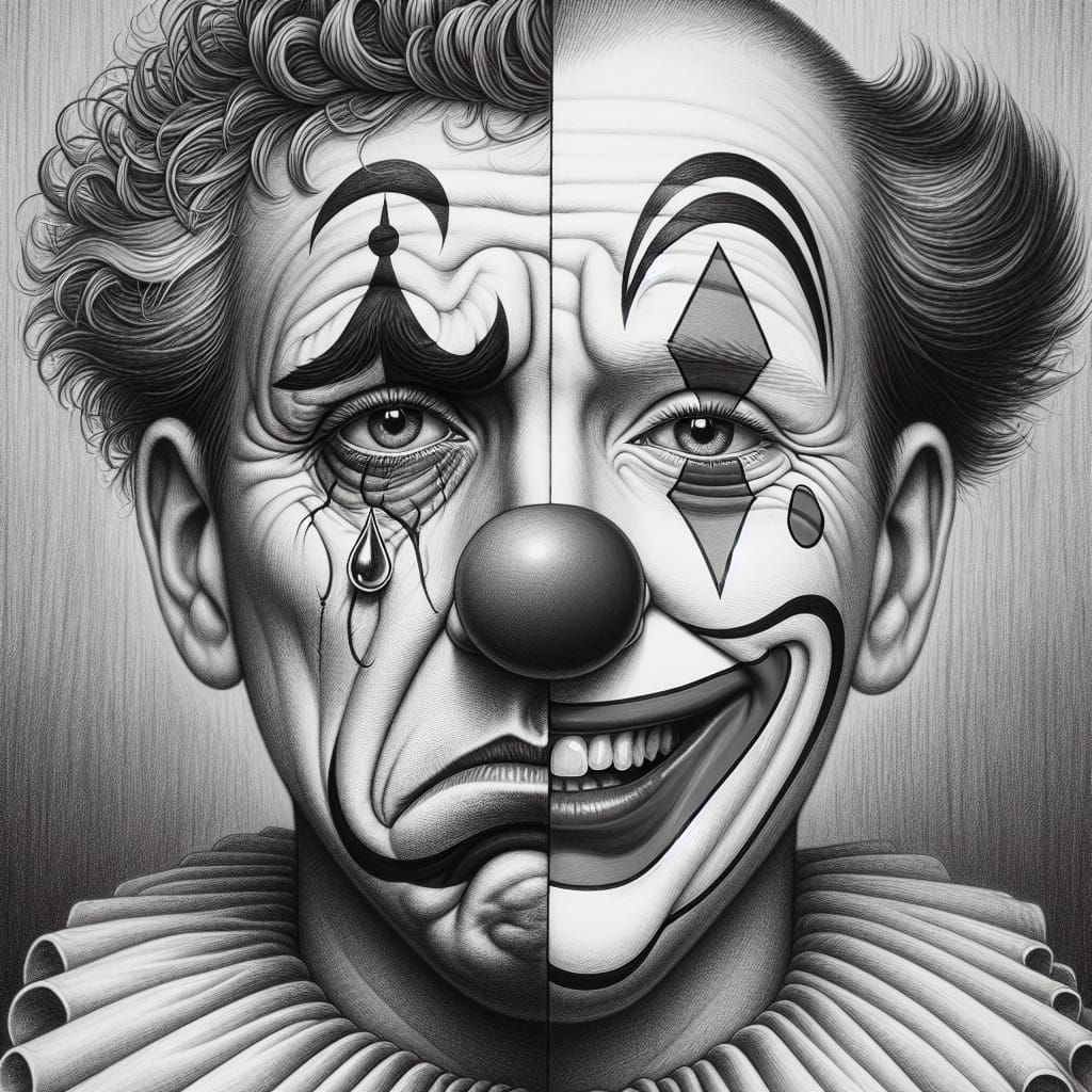 Dual Clown Portrait: Sorrow and Joy