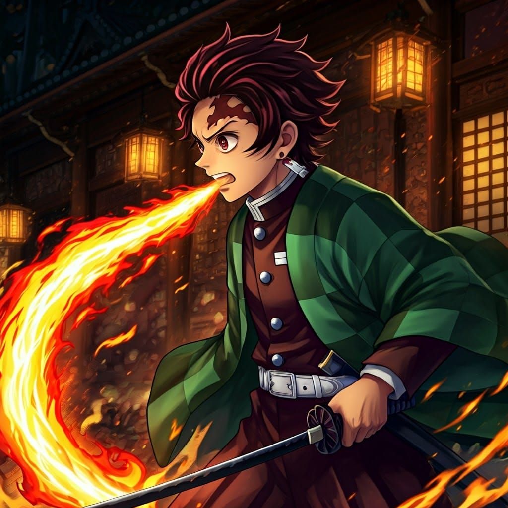 Tanjiro Kamado Unleashes Fierce Flames in Anime-Inspired Mas...