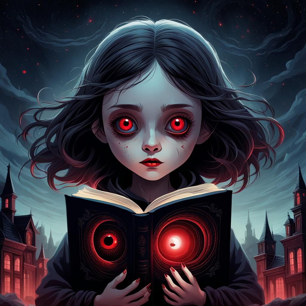 Eerie Book Cover: Impish Creature in Terrifying Nightscape