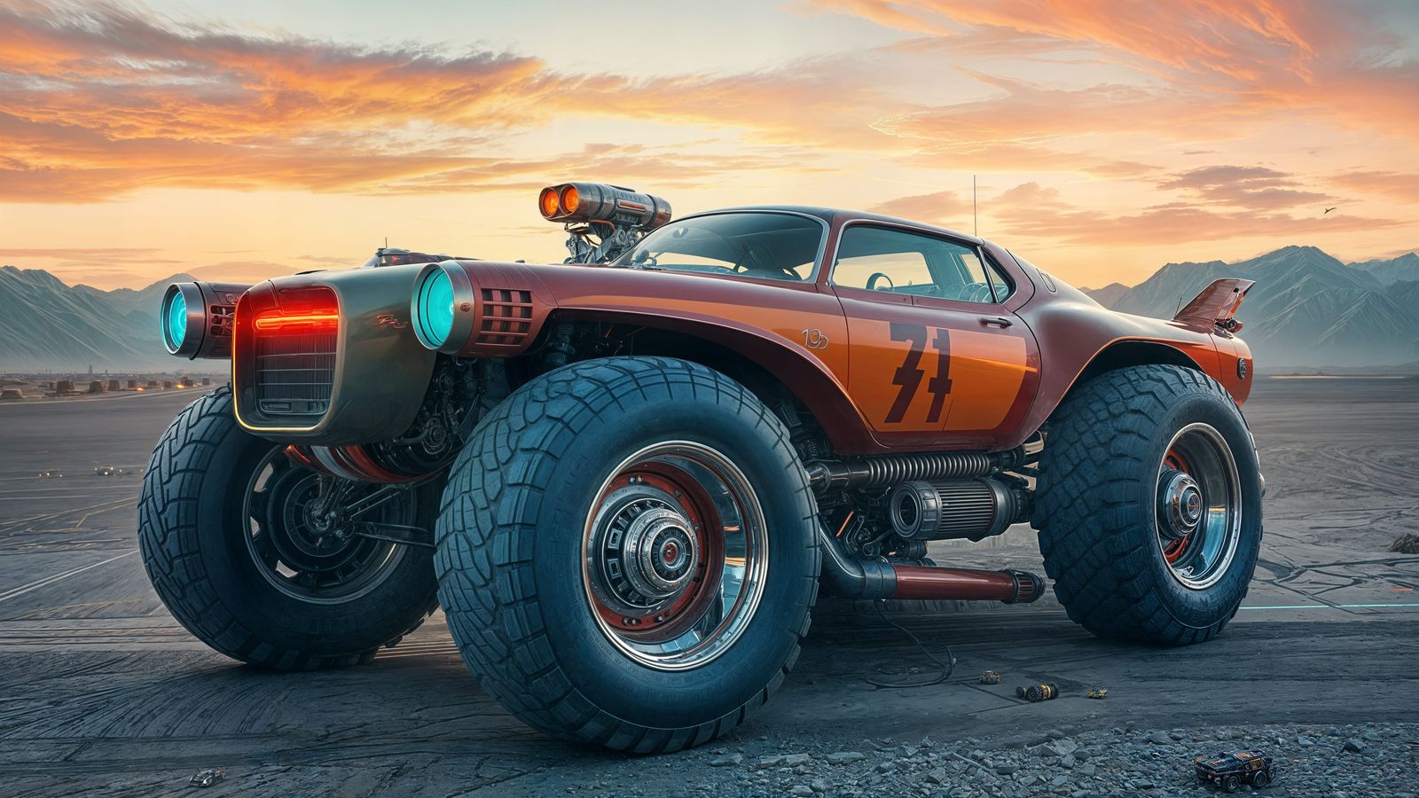 concept pickups, wide tires, mag wheels, two tone, Baja Trophy Truck