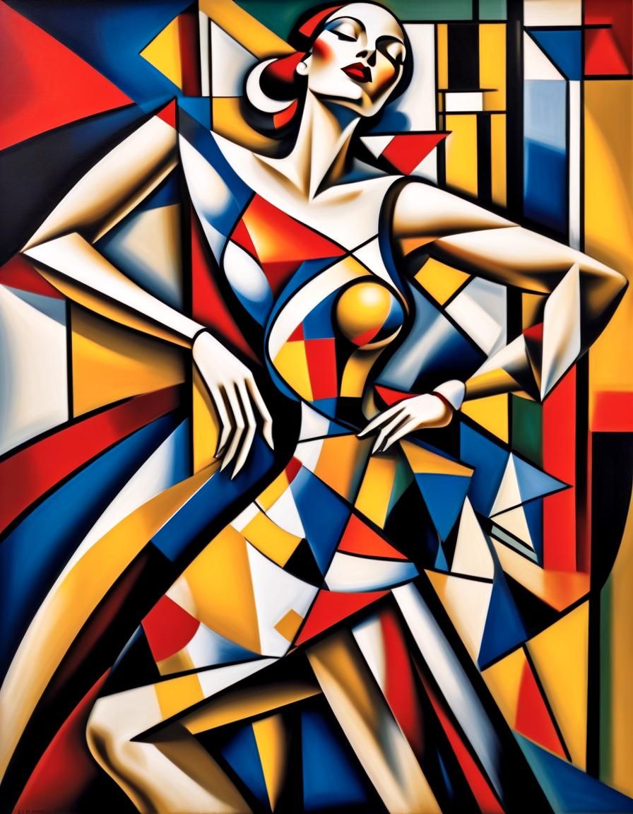Vibrant Dance of Joy in Art Deco Style