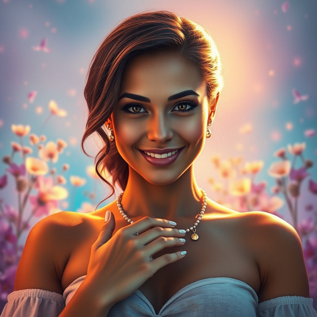 Empowered Woman Portrait with Wildflower Splash Art
