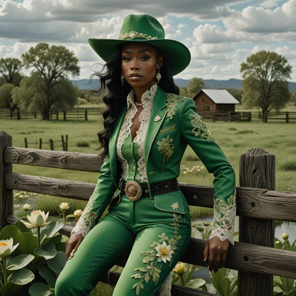 Rodeo Cowgirl in Elaborate Nudie Suit