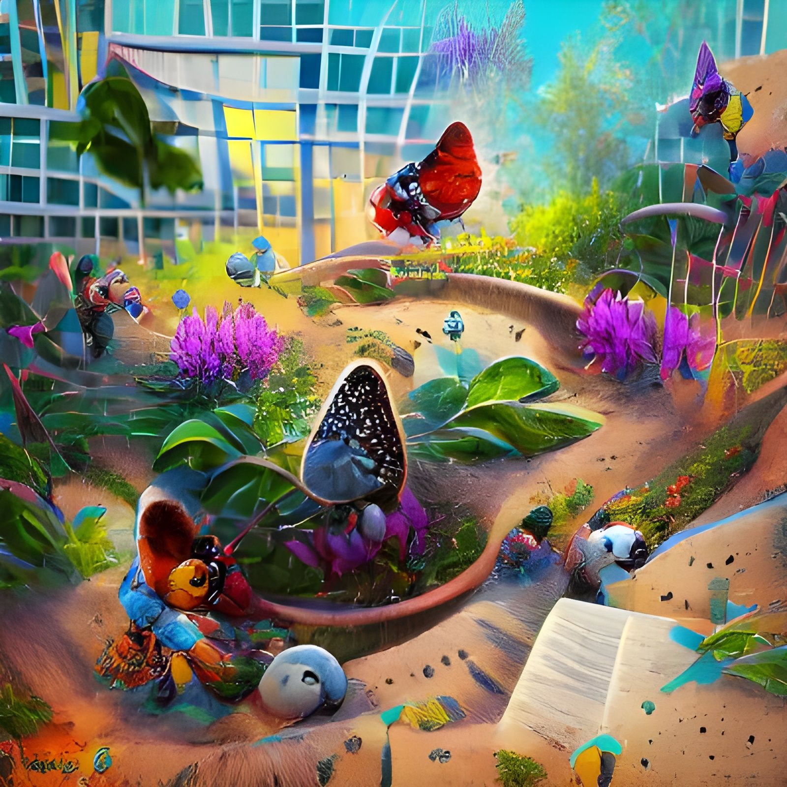 Butterfly Garden Storybook Illustration in HDR