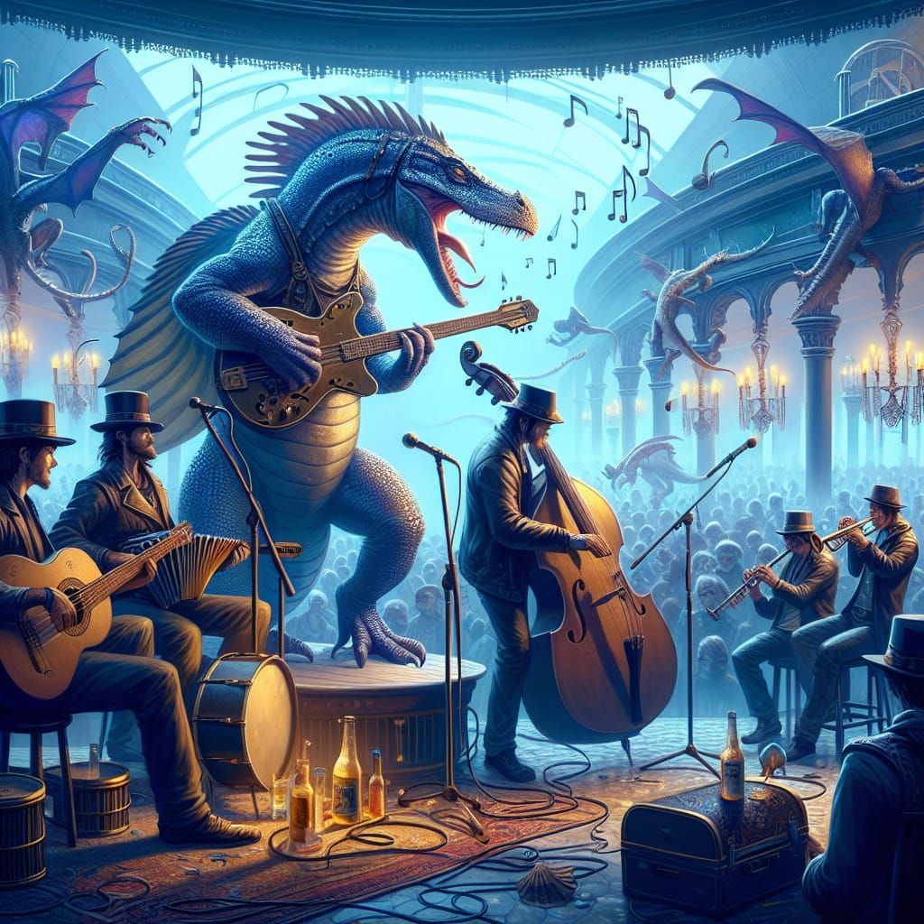 Komodo Dragon Rocks Out with Blues Band