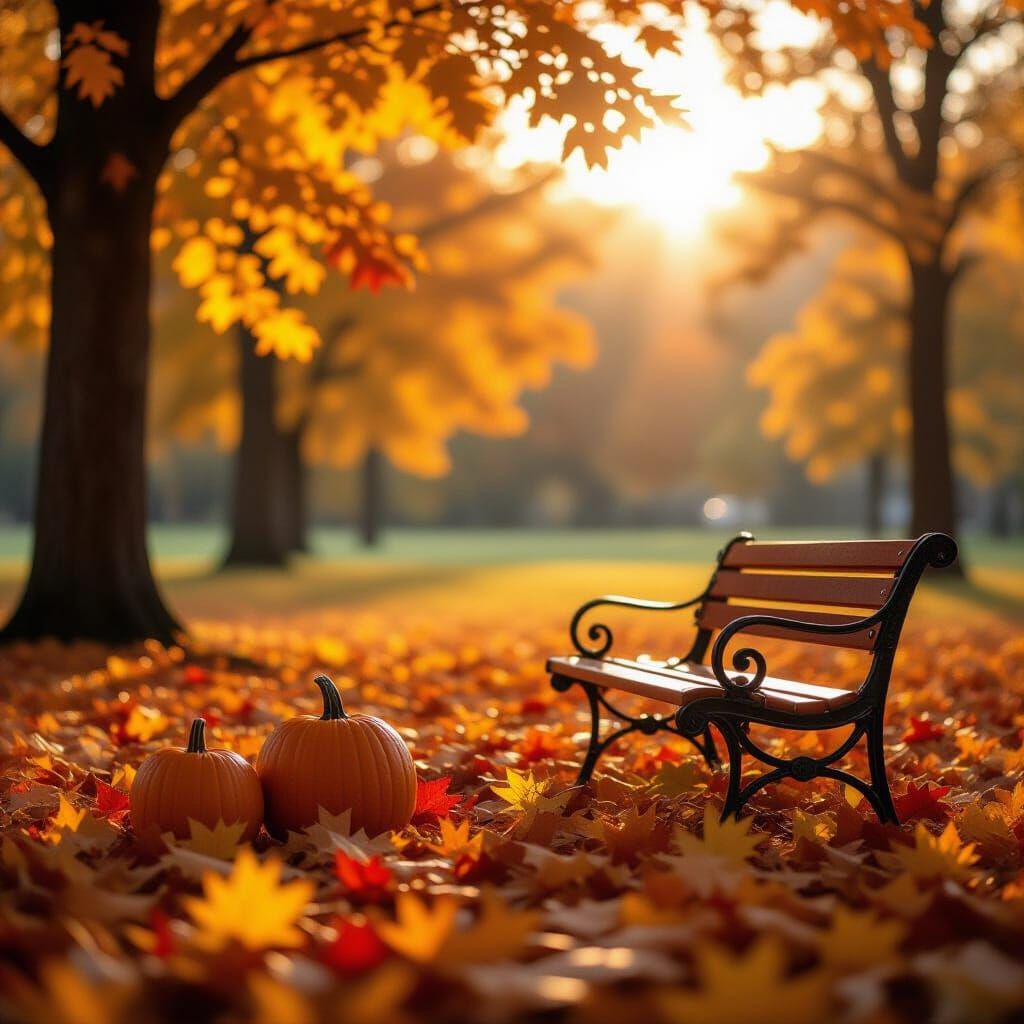 Surreal Fall Scene: Harmony of Nature's Cycle