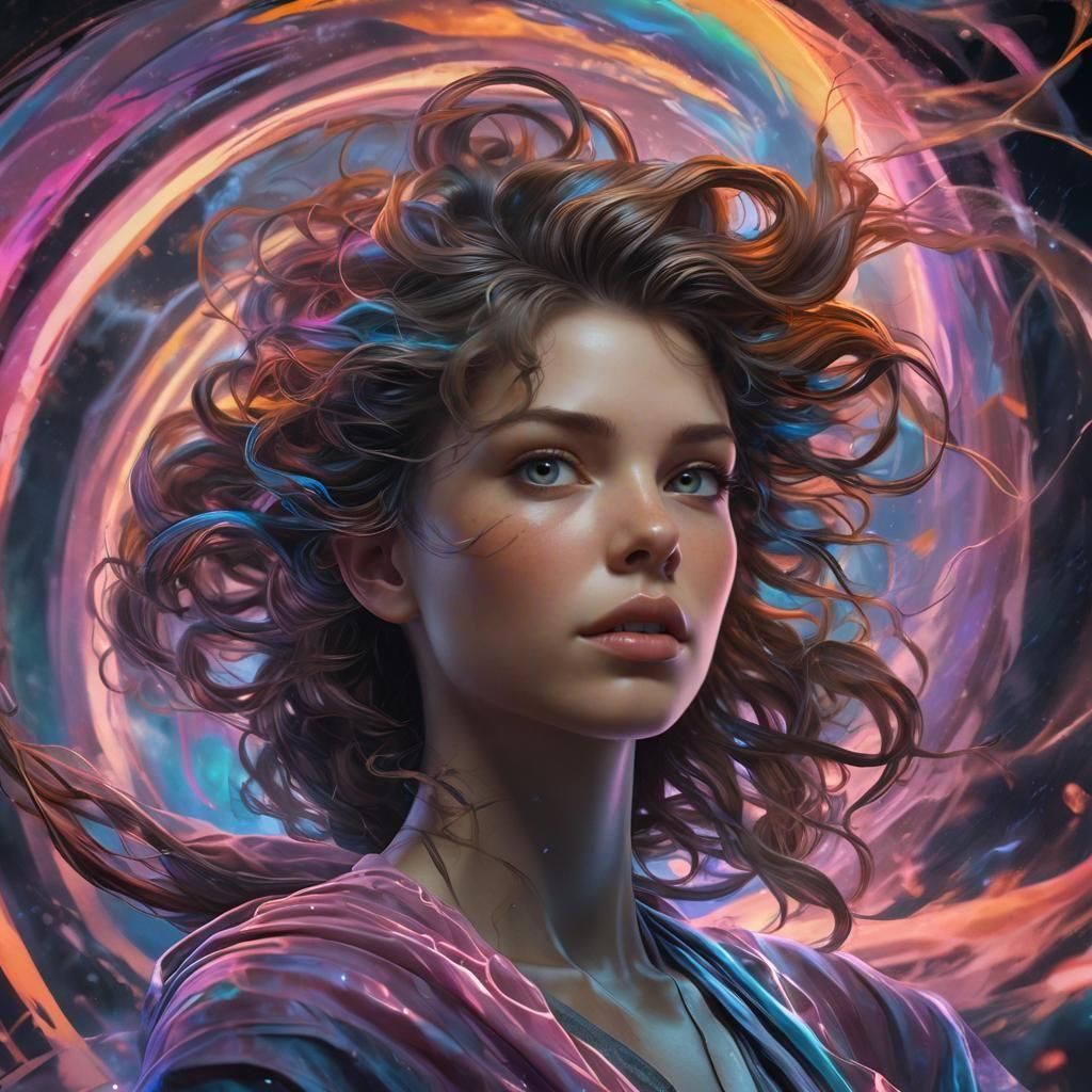 Chasing a Storm: Hyperdetailed Portrait in Triadic Colors