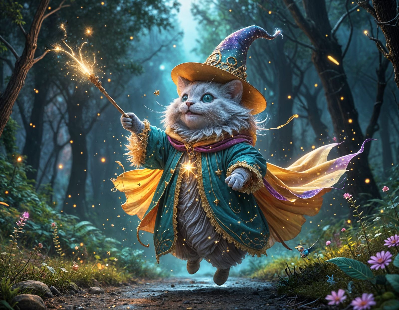 Anime Caterpillar Wizard Leaping in Joy