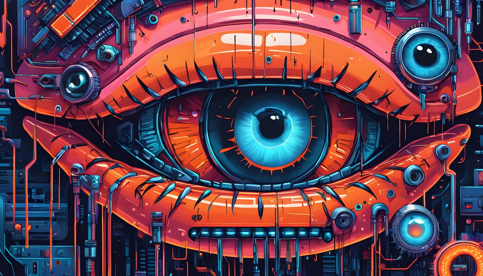 Mechanical Human Anatomy: Synthwave Neon Dissection