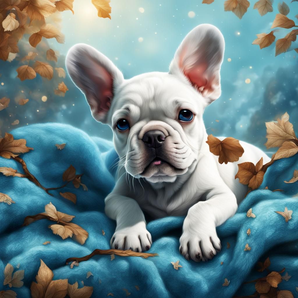 Sleeping French Bulldog Puppy Fantasy Concept Art