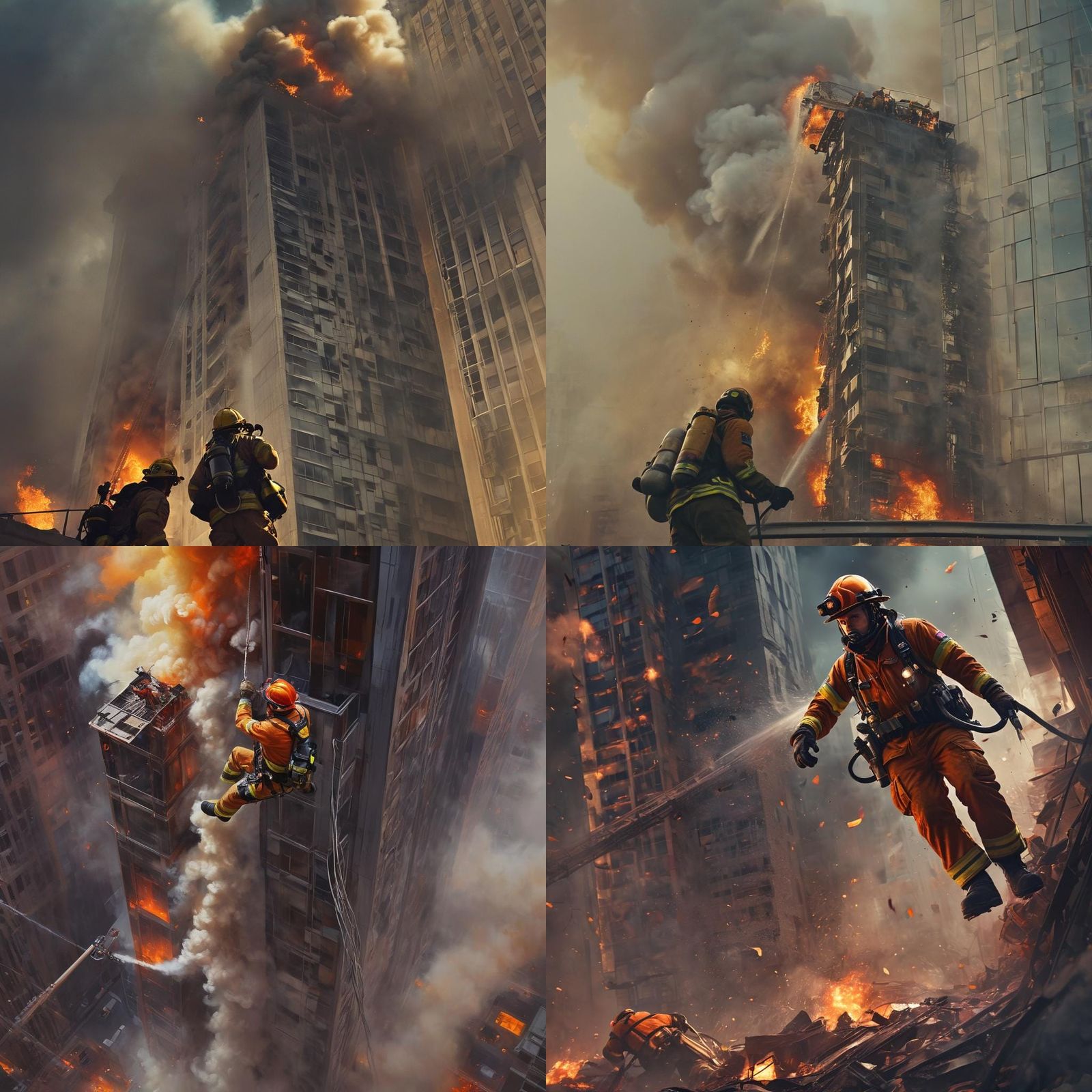 Firefighter Rescue from Burning Skyscraper