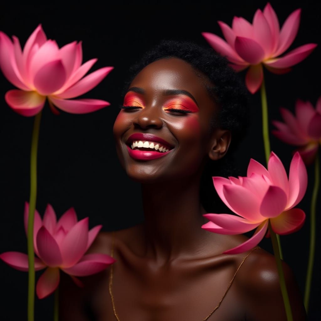 Portrait of Woman with Lotus Flowers