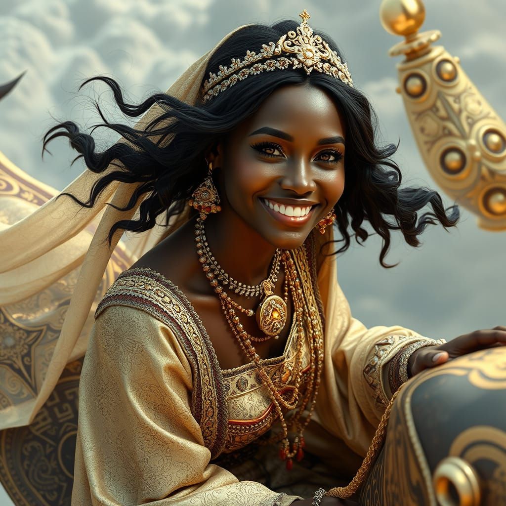 Futuristic Arabian Woman on Magic Carpet