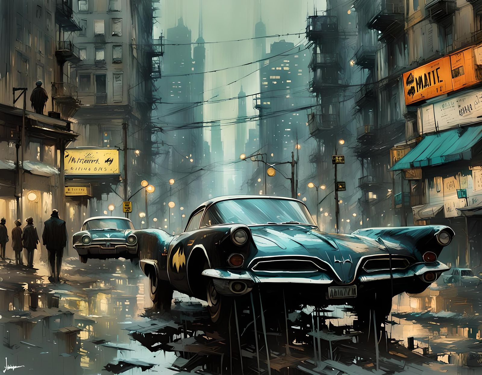 1960s Batmobile Hyperdetailed Matte Painting