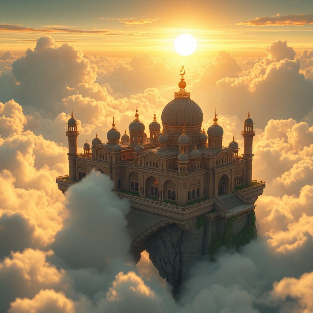 Majestic Arabian Palace Floating in the Clouds