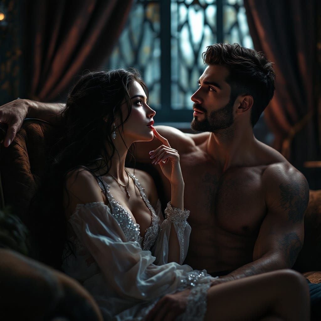 Elegant Woman Lost in Thought, Rendered in High-End Art Styl...