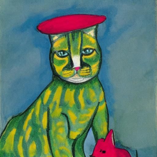 Magic Cat in a Hat: Expressionist Portrait