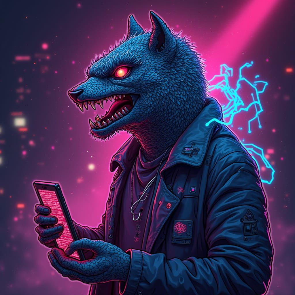 Neon Blockchain Meme in Cyberpunk Style