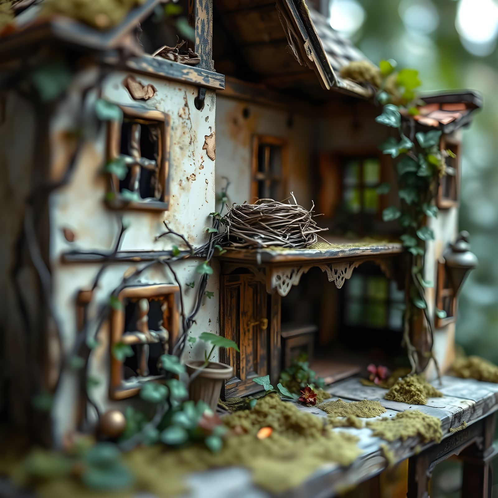 Deteriorating Dollhouse in Nature's Embrace