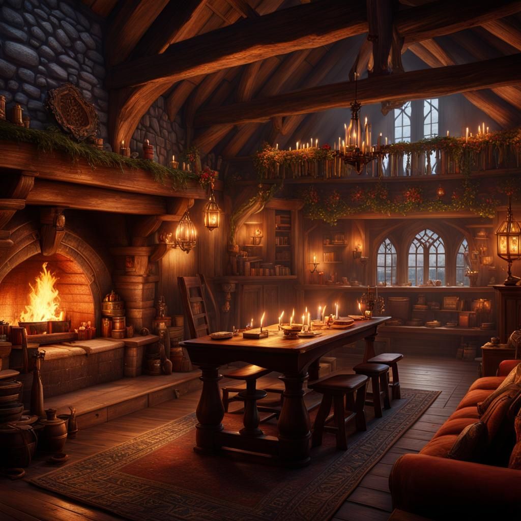 Half-Elf Bard Performing in Cozy Tavern: Fantasy Art