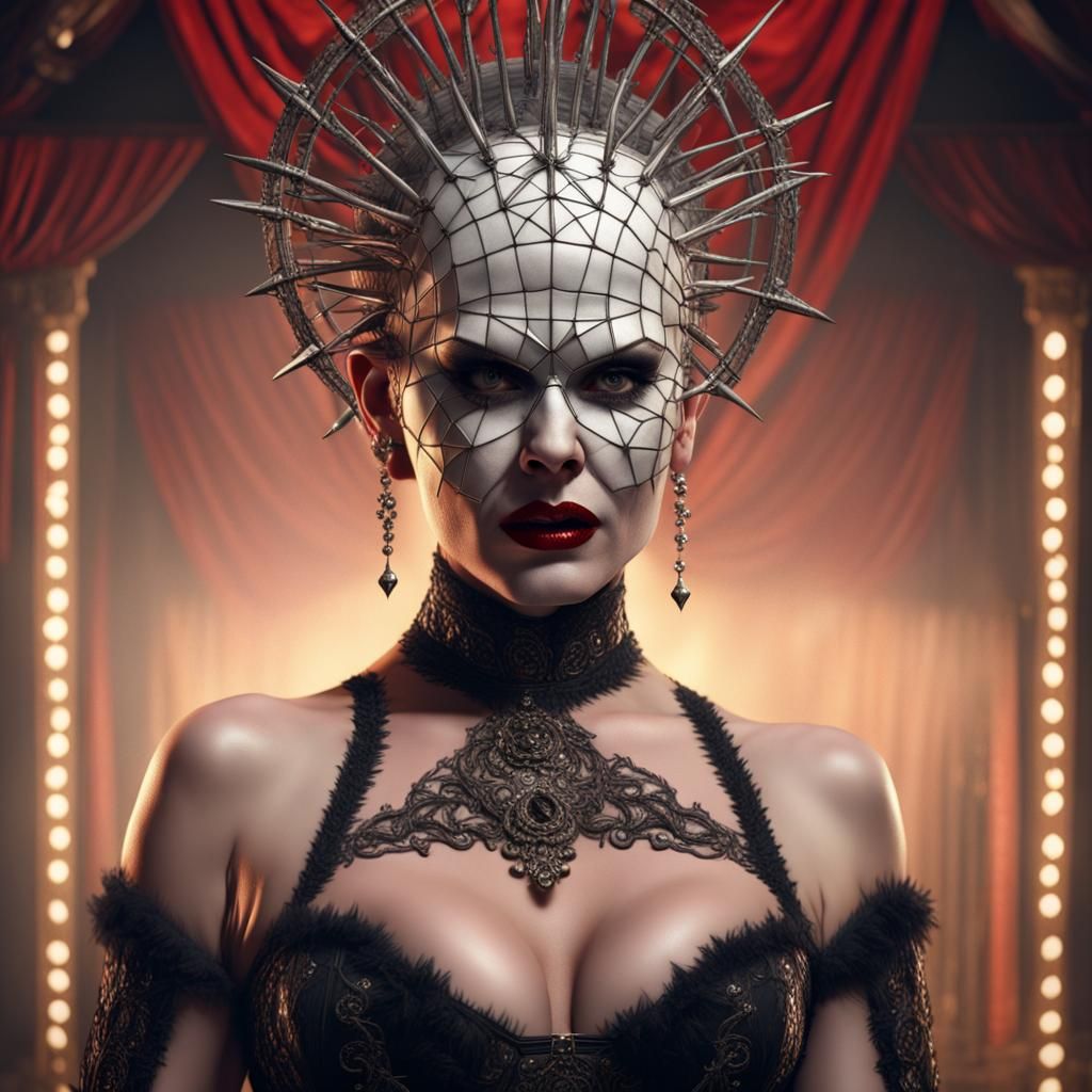 Pinhead Burlesque Dancer in 1950s Style