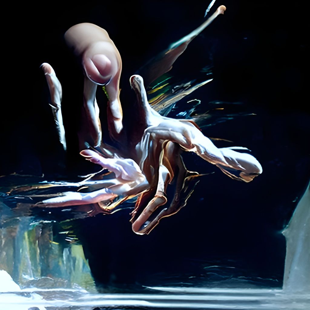 Hand Slipping Into Another Dimension: Oil Painting