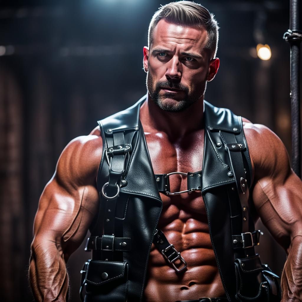 Leatherman Portrait in Dungeon Setting