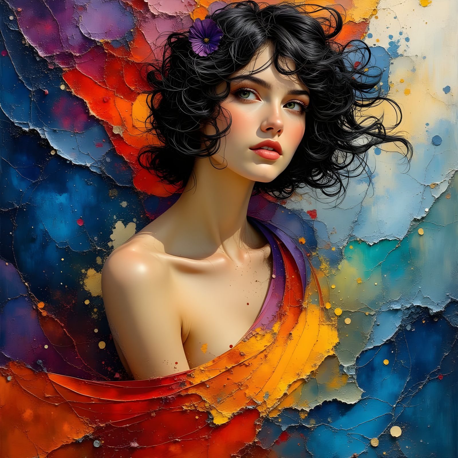 Goddess of Beauty in Textured Oil Painting