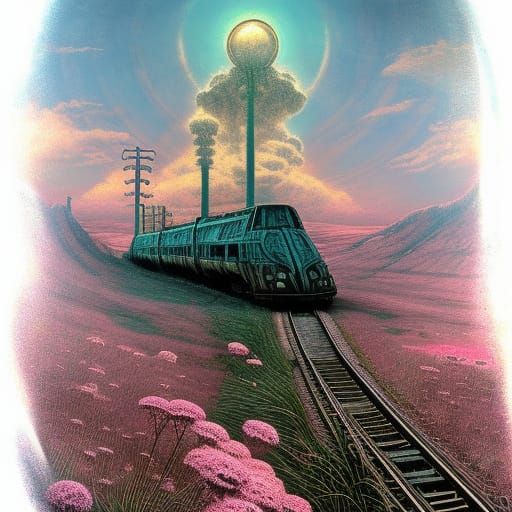 Mysterious Flower Train in Wasteland Punk Fantasy