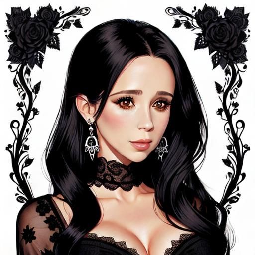 Beautiful Illustration of Woman in Lace, Durrant Style