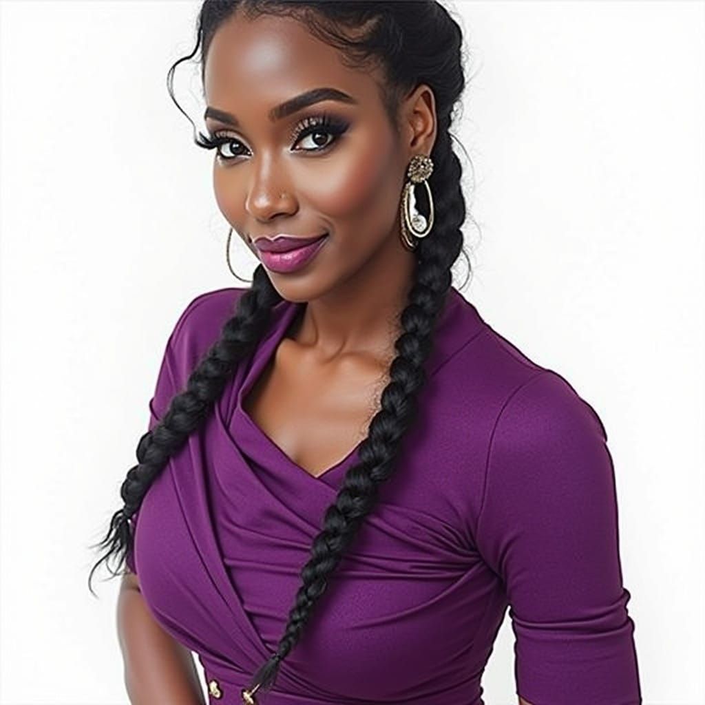 Regal Black Warrior Princess in Purple Majesty