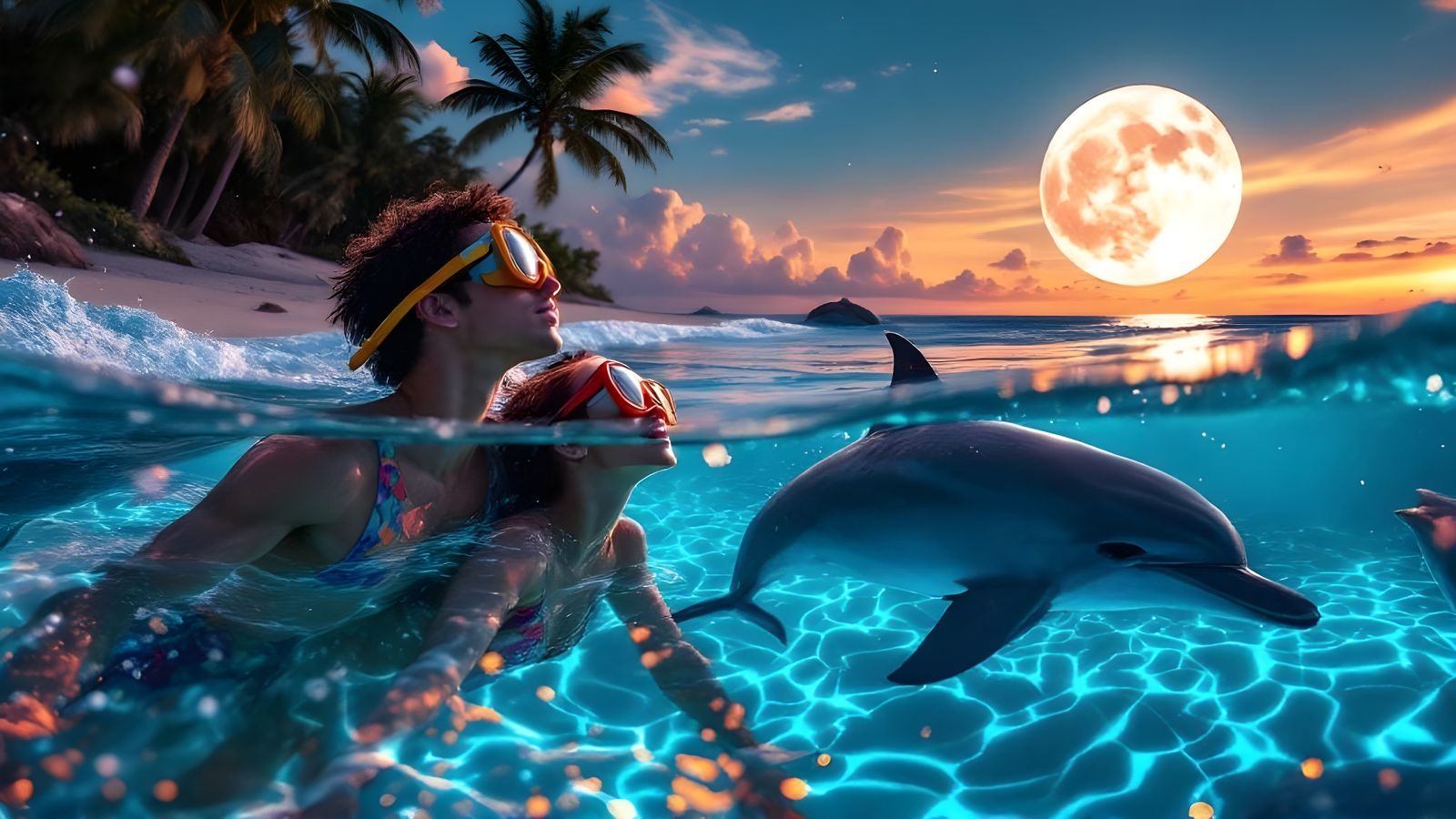Romantic Snorkeling with Dolphins at Sunset