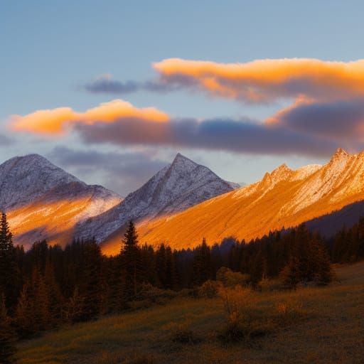 Mountains Awash with Golden Sunrise