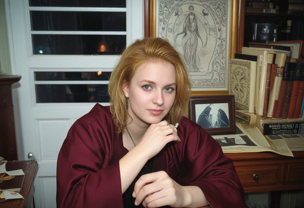 Supersized Webvixen Studies Ancient Grimoire in Mystical Stu...