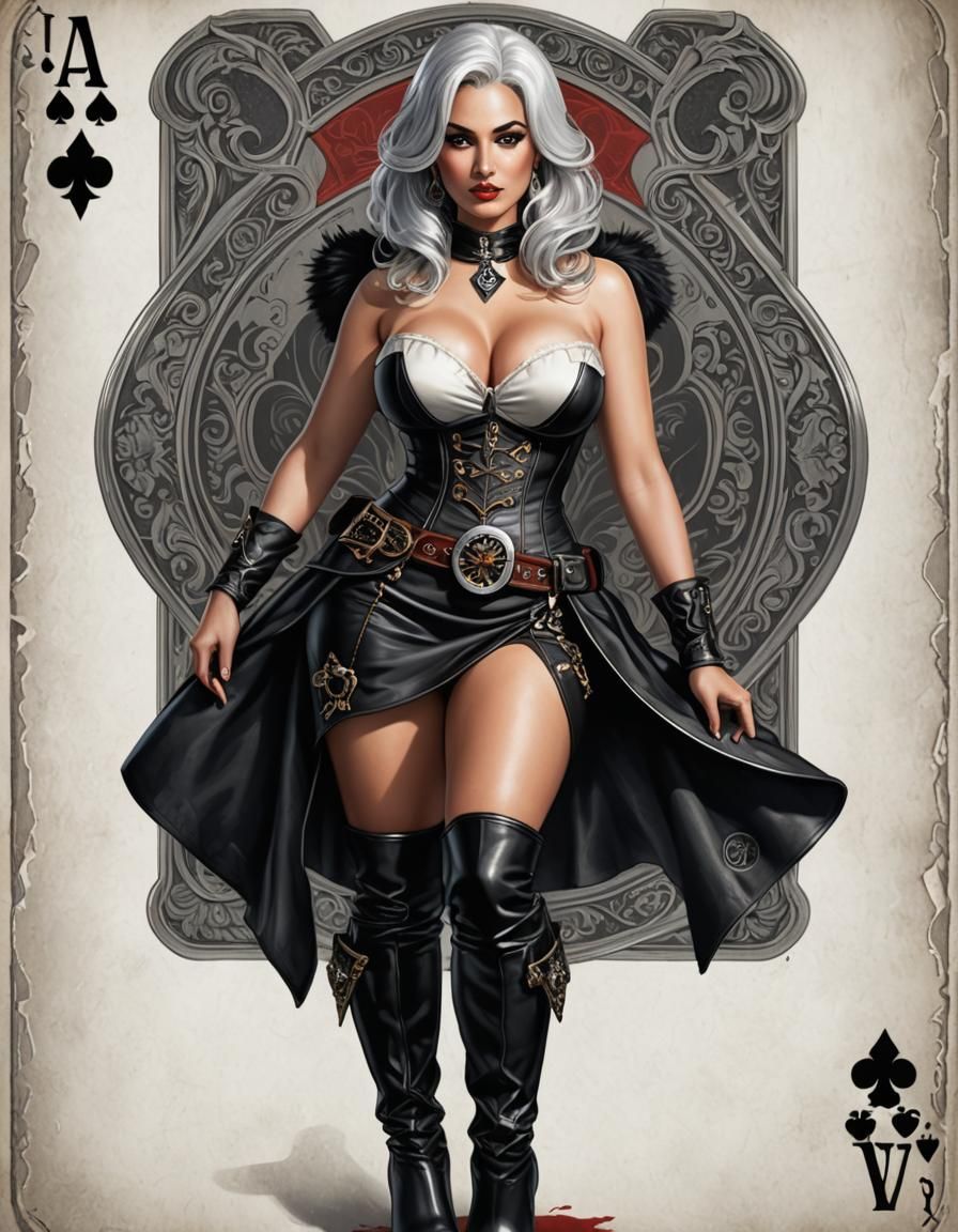 Ace of Spades Card with Pinup Girl