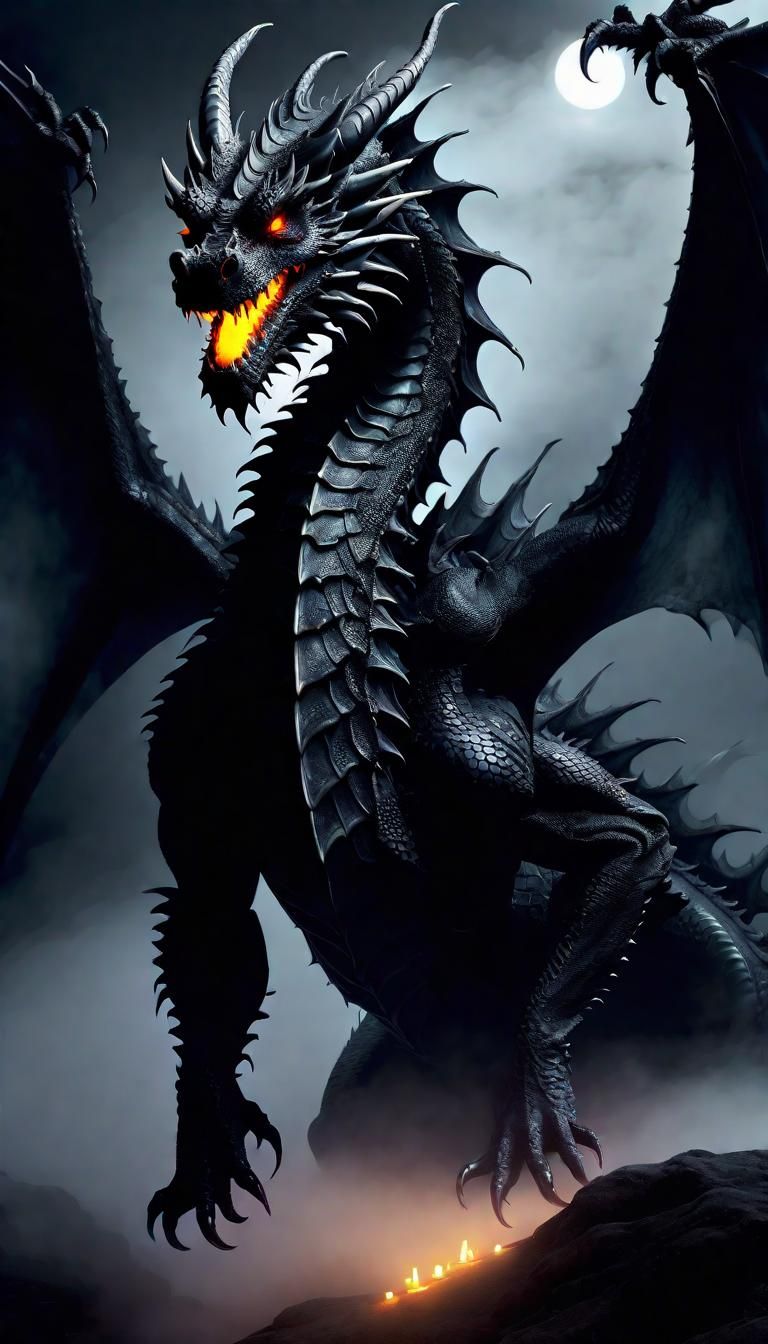 Ghostly Black Dragon God of Halloween