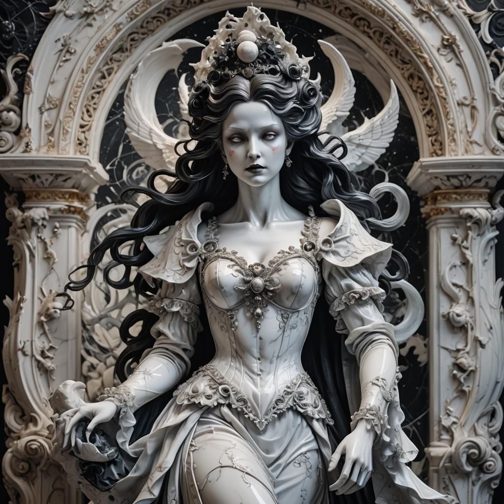 Holographic Vampire Figure in Rococo Setting