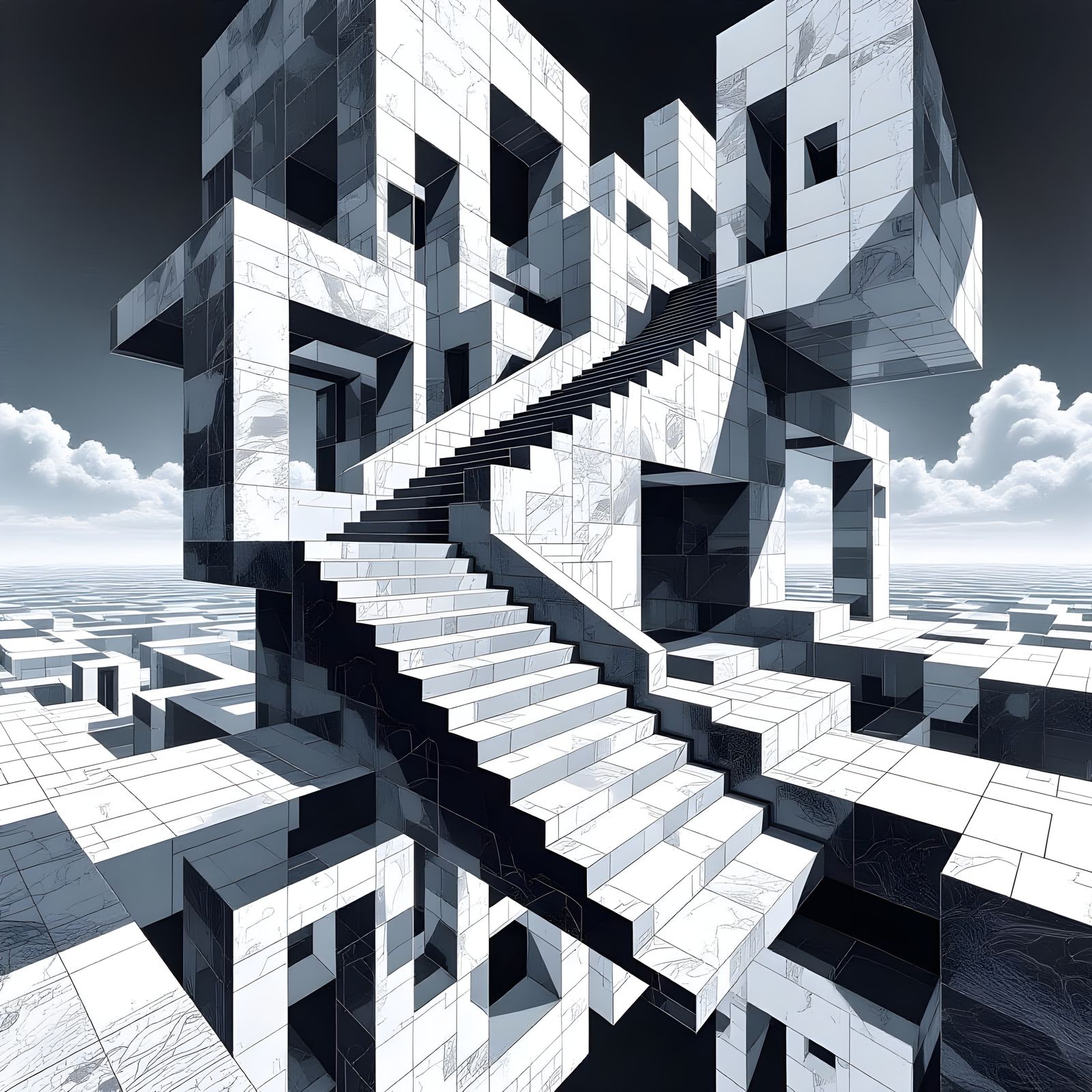 Surreal Geometric World Inspired by M.C. Escher