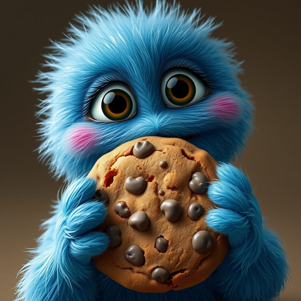 Adorable Baby Cookie Monster with Cookie