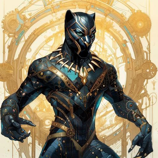 Steampunk Black Panther: Mechanical Marvel