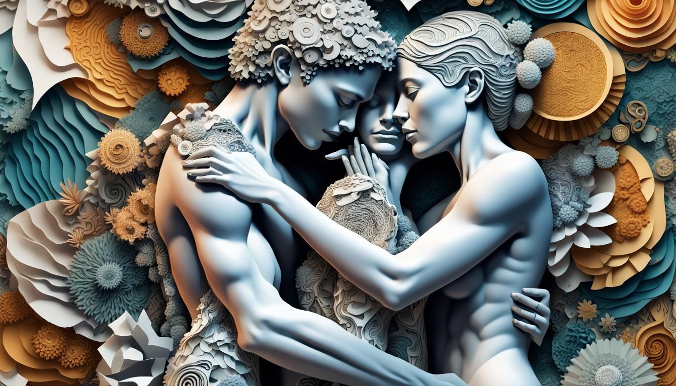 Toxic Embrace: A Hyper-Detailed Mixed Media Collage