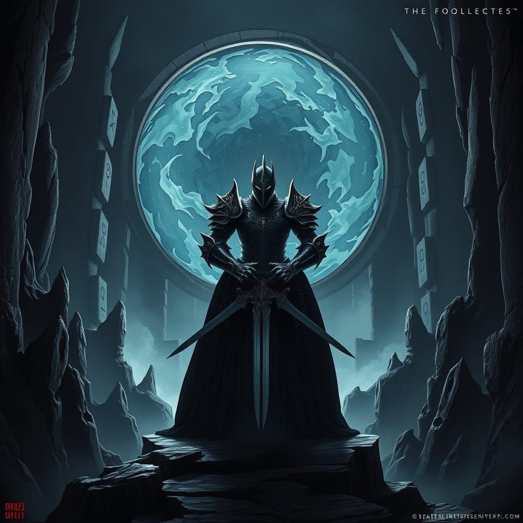 Warden at Ominous Portal in Dark Fantasy Citadel