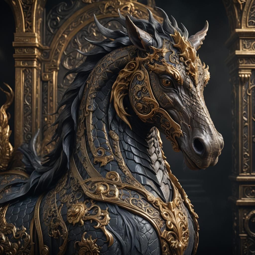 Majestic Dragon-Horse Hybrid in Ornate Box