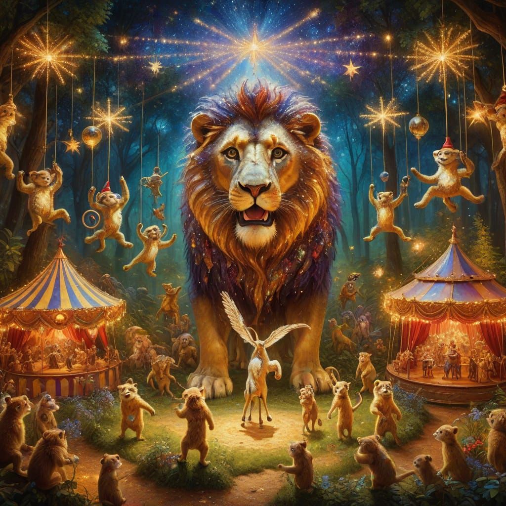 Surreal Circus in Enchanted Whimsical Forest