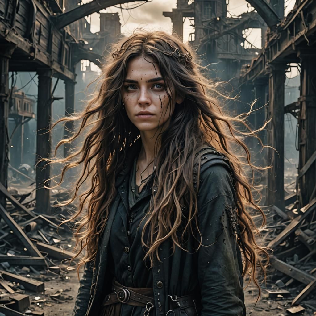 Enchanting Sorceress in Post-Apocalyptic Hellscape